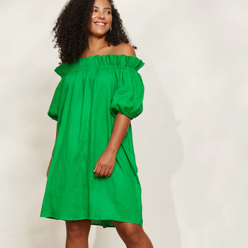 Halcyon Ruched Dress Emerald