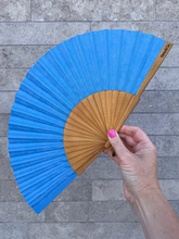 Load image into Gallery viewer, Aster Blue Linen Hand Fan