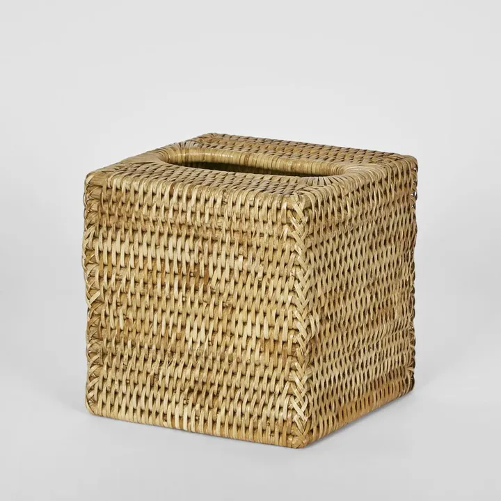 Square Rattan Tissue Cover Natural