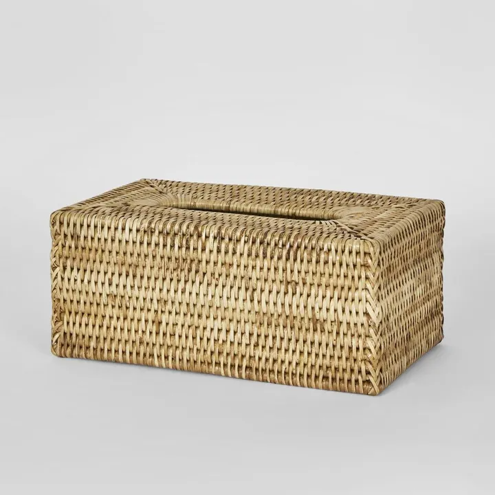 Rectangle Rattan Tissue Cover Natural