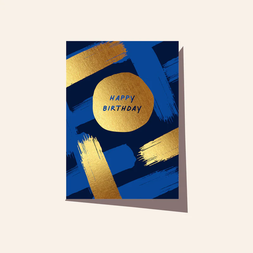 Navy Brushy Birthday Card