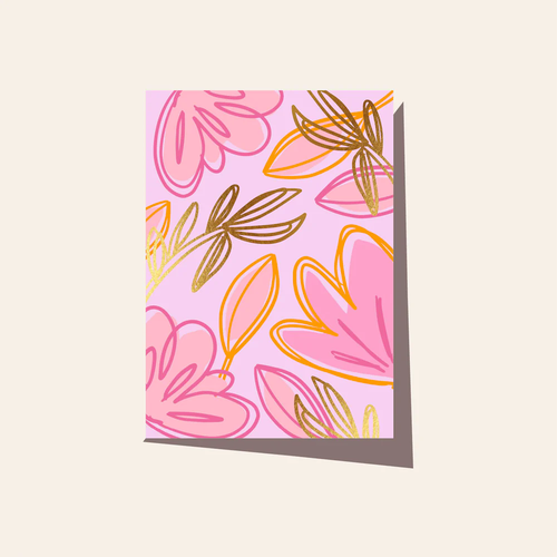 Neon Foliage Pink Card