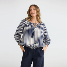 Load image into Gallery viewer, Seaside Top Navy White Stripe