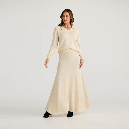 Kennedy Knit Skirt Oatmeal