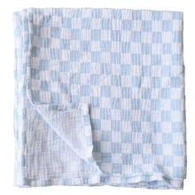 Load image into Gallery viewer, Muslin Cotton Swaddle Blue Check