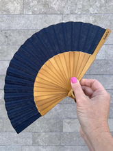 Load image into Gallery viewer, Navy Linen Hand Fan