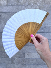 Load image into Gallery viewer, White Linen Hand Fan