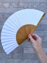 Load image into Gallery viewer, White Linen Hand Fan