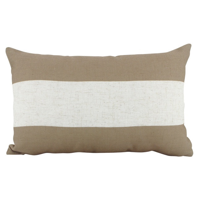 Linen Stripe Rectangle Cushion Latte