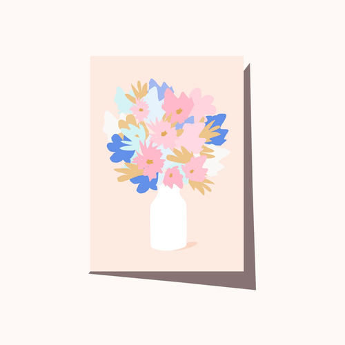Floral Vase Pastel Card