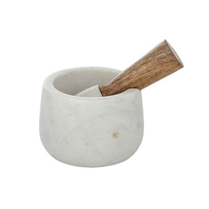 Marble and Wood Mortar and Pestle